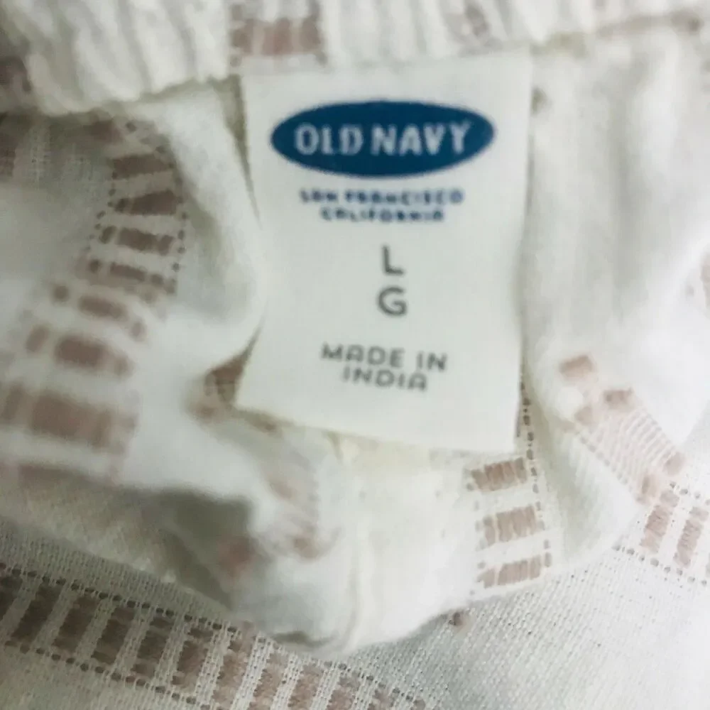 Old Navy  Skirt Women Size Large Woven Tie White Belted Cotton A-line Boho